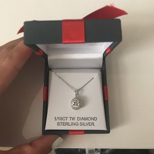 NWT 1/10 TW Sterling Silver Necklace With Diamond